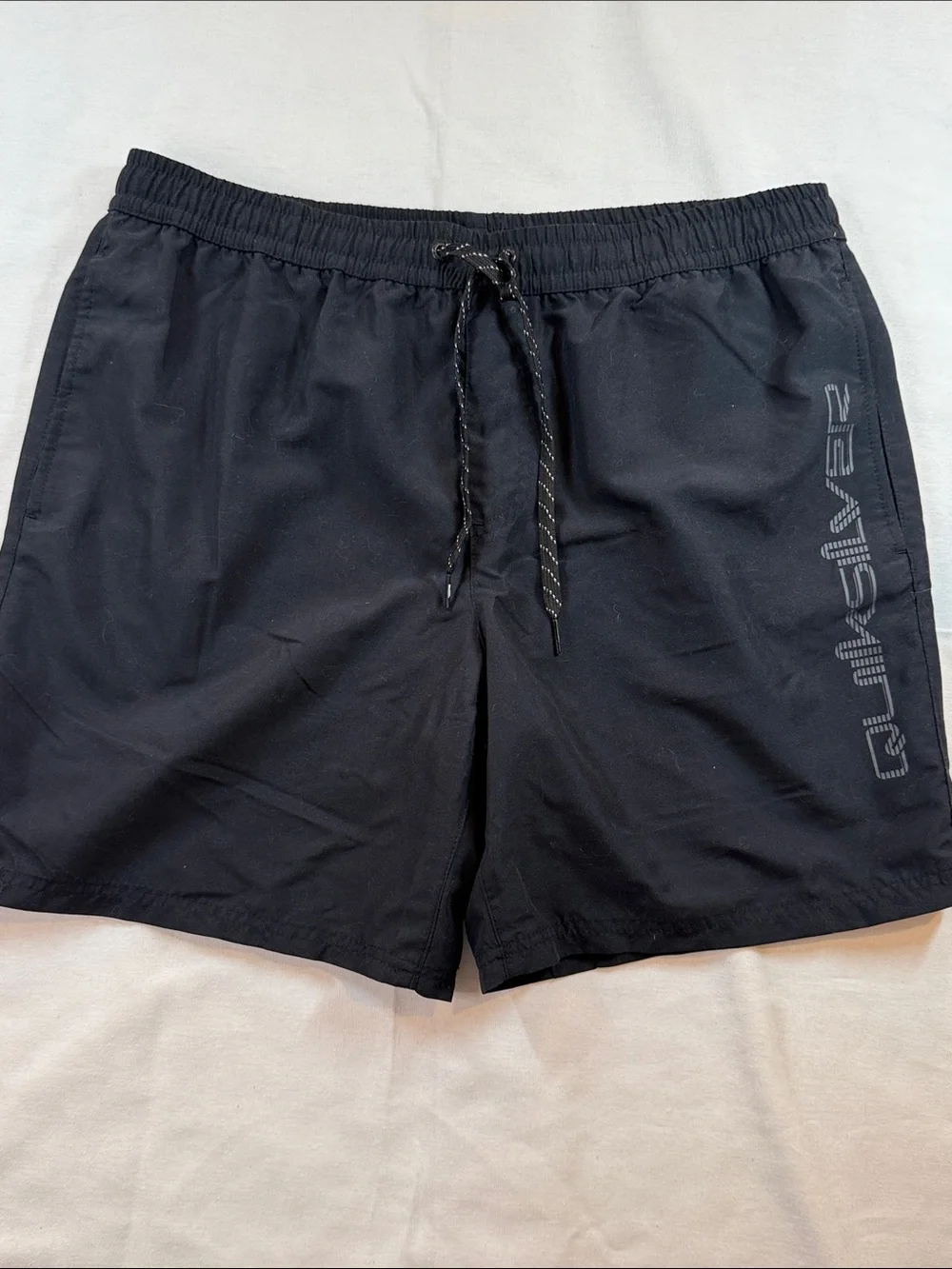 Quiksilver Volley Swim Trunks Surf Board Shorts Black Tonal Logo L